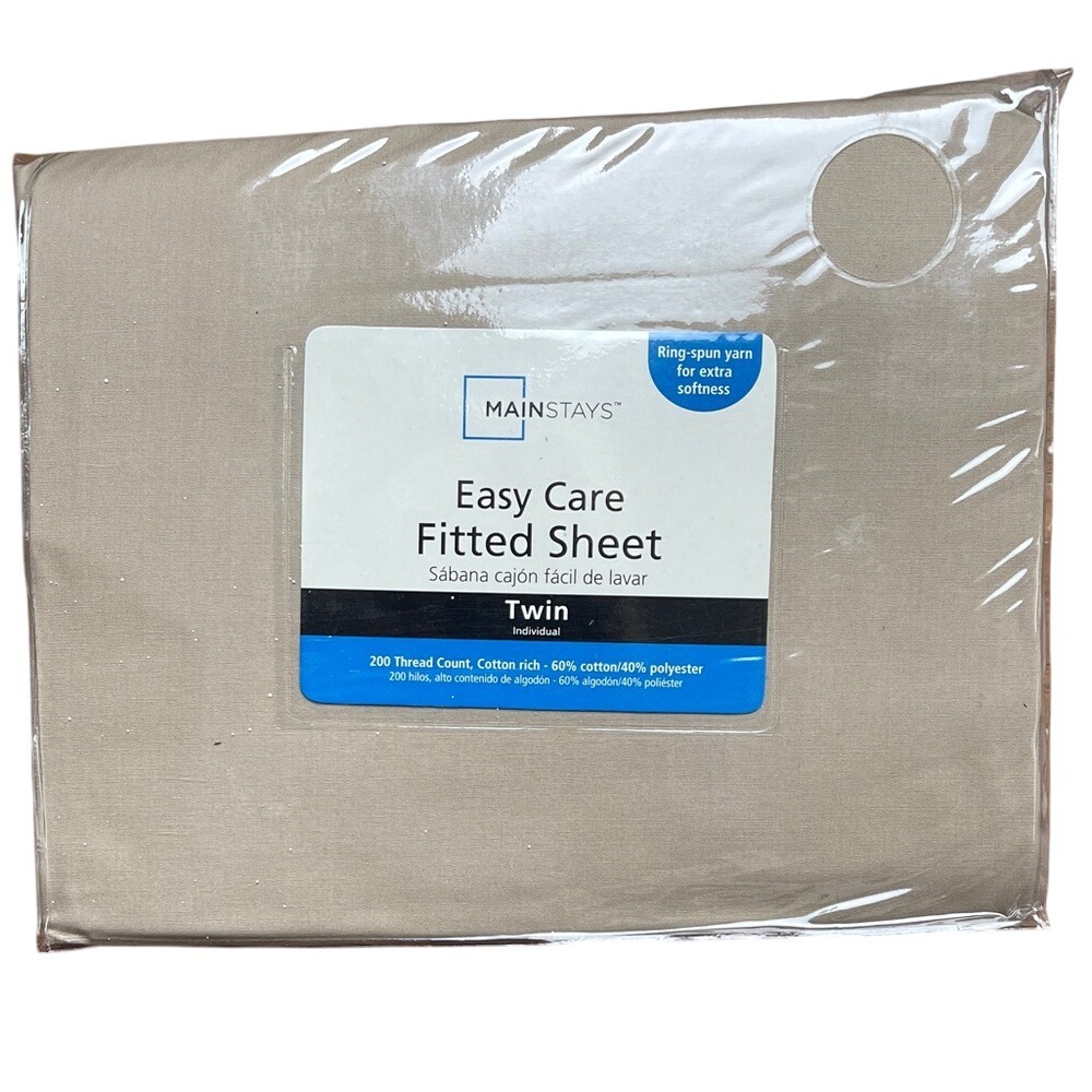 Mainstays Easy Care‎ Brownstone Twin Fitted Sheet NEW